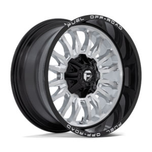 Fuel 1PC D798 ARC 20X10 -18 SILVER BRUSHED FACE WITH MILLED BLACK LIP D79820009847