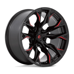 Fuel 1PC D823 FLAME 20X10 -18 GLOSS BLACK MILLED WITH CANDY RED D8232000B447