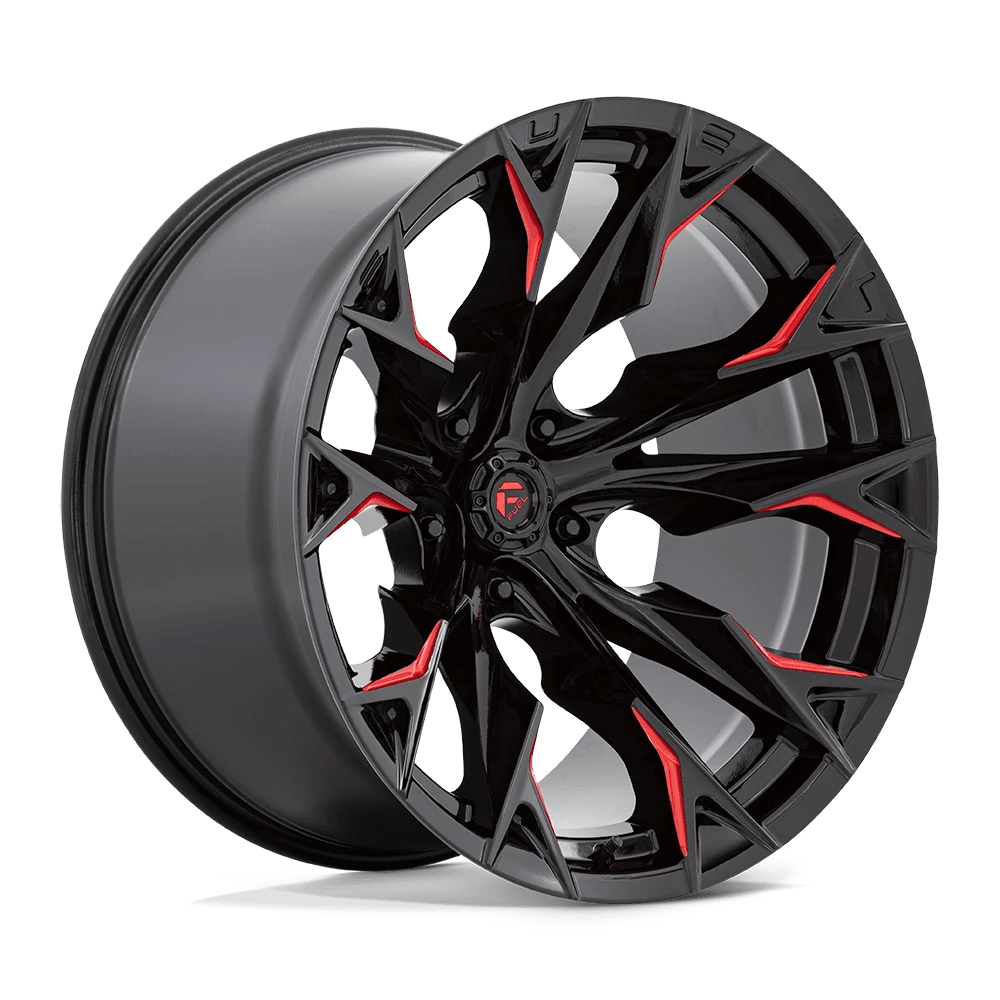 Fuel 1PC D823 FLAME 22X12 -44 GLOSS BLACK MILLED WITH CANDY RED D82322207547