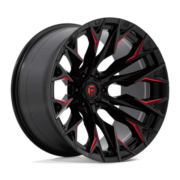 Fuel 1PC D823 FLAME 22X12 -44 GLOSS BLACK MILLED WITH CANDY RED D82322208447