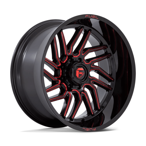 Fuel 1PC D808 HURRICANE 24X12 -44 GLOSS BLACK MILLED RED TINT D80824201747