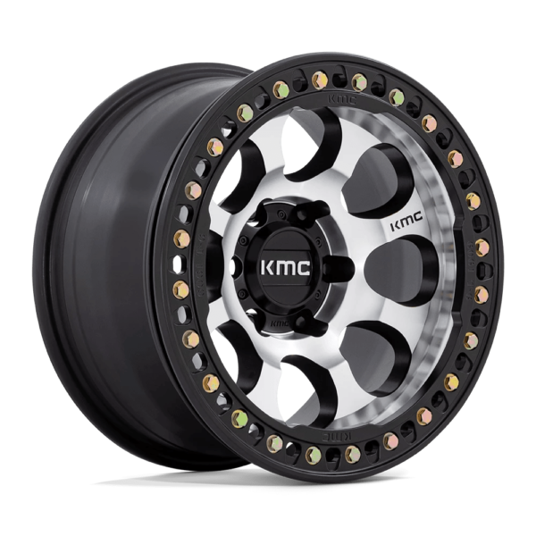 KMC KM237 RIOT BEADLOCK 17X8.5 0 MACHINED FACE SATIN BLACK WINDOWS WITH SATIN BLACK RING KM237DB17855000