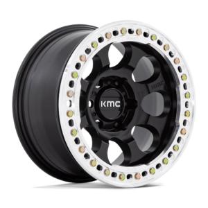 KMC KM237 RIOT BEADLOCK 17X9 -12 SATIN BLACK WITH MACHINED RING KM237MD17906012N