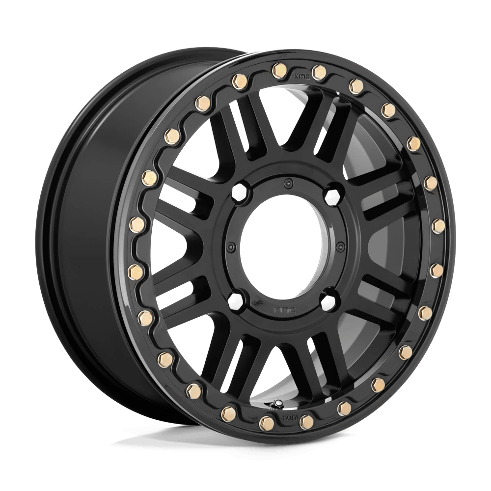 KMC Powersports KS250 CAGE BEADLOCK 15X6 38 SATIN BLACK WITH GLOSS BLACK RING KS25056044738