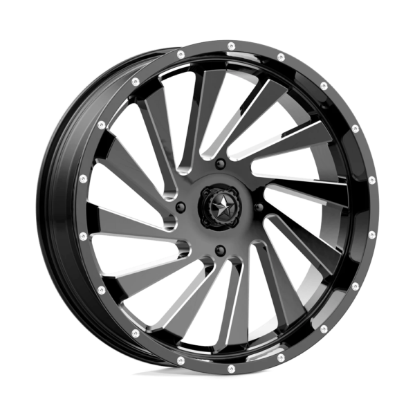 MSA Offroad Wheels M46 BLADE 22X7 0 GLOSS BLACK MILLED M46-022737M