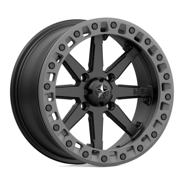 MSA Offroad Wheels M31 LOK2 BEADLOCK 18X7 0 SATIN BLACK MATTE GRAY RING M31-08710
