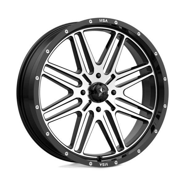 MSA Offroad Wheels M38 BRUTE 22X7 10 GLOSS BLACK MACHINED M38-022756