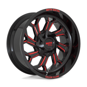 Moto Metal MO999 20X10 -18 GLOSS BLACK MILLED WITH RED TINT MO99921035918N