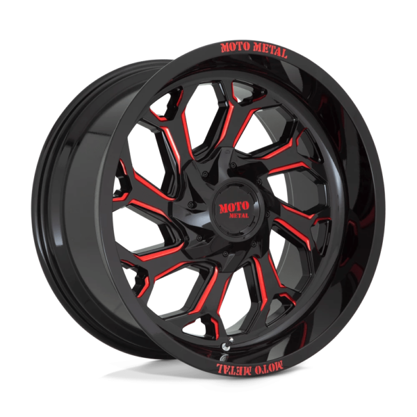 Moto Metal MO999 22X12 -44 GLOSS BLACK MILLED WITH RED TINT MO99922200944N