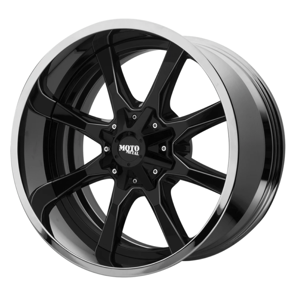 Moto Metal MO201 20X12 -44 GLOSS BLACK MILLED CENTER CHROME LIP MO201-20126744NBC