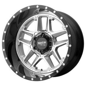 Moto Metal MO987 SENTRY 20X12 -44 GLOSS SILVER CENTER GLOSS BLACK LIP MO98721285444N