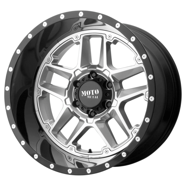 Moto Metal MO987 SENTRY 20X12 -44 GLOSS SILVER CENTER GLOSS BLACK LIP MO98721285444N