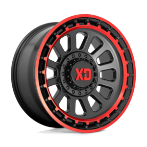 XD XD856 OMEGA 20X10 -18 SATIN BLACK MACHINED LIP WITH RED TINT XD85621035918N