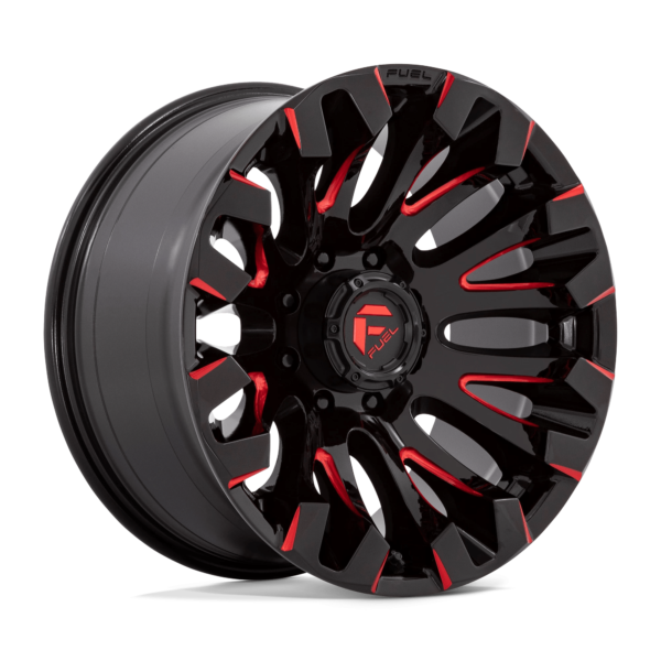 Fuel 1PC D829 QUAKE 20X10 -18 GLOSS BLACK MILLED RED TINT D82920001747
