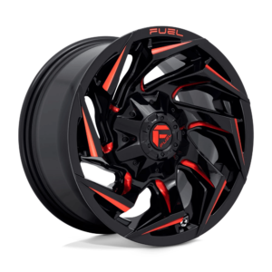 Fuel 1PC D755 REACTION 15X8 -18 GLOSS BLACK MILLED WITH RED TINT D75515800437