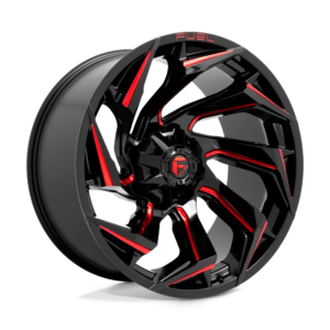 Fuel 1PC D755 REACTION 24X12 -44 GLOSS BLACK MILLED WITH RED TINT D75524201747