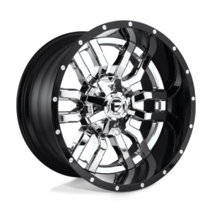 Fuel 2PC D270 SLEDGE 20X10 -18 CHROME PLATED GLOSS BLACK LIP D27020001747
