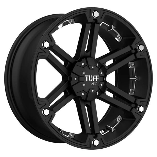 Tuff T01 17X8 20 FLAT BLACK W/ CHROME INSERTS 1780T01206135M87C