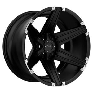 Tuff T12 26X12 -45 SATIN BLACK W/ BRUSHED INSERTS 2612T12-56140M08