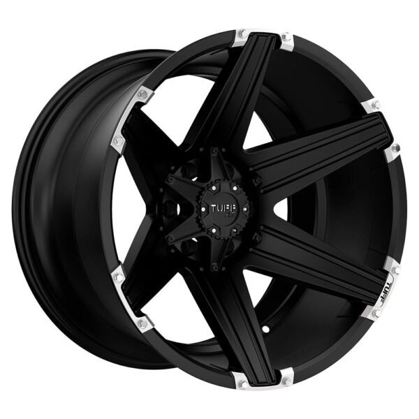 Tuff T12 26X12 -45 SATIN BLACK W/ BRUSHED INSERTS 2612T12-56140M08