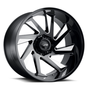 Tuff T1B 22X12 -45 GLOSS BLACK W/ MILLED SPOKES 2212T1B-55127B71R