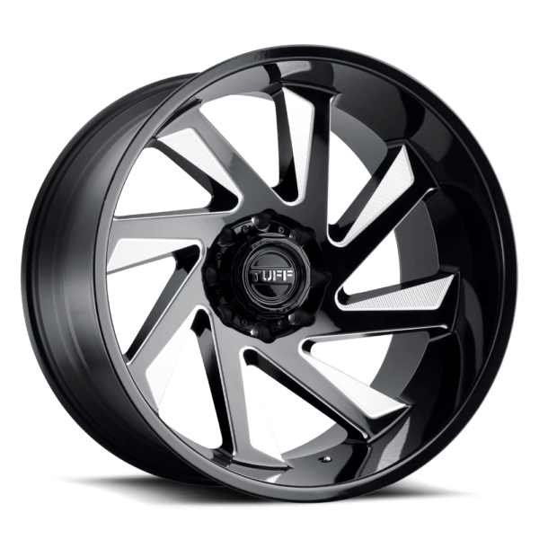 Tuff T1B 22X12 -45 GLOSS BLACK W/ MILLED SPOKES 2212T1B-58180B25R