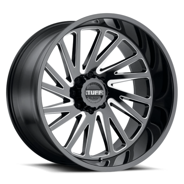 Tuff T2A 20X12 -45 GLOSS BLACK W/ MILLED SPOKES 2012T2A-58180B25R