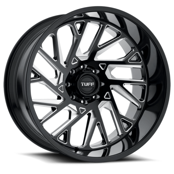 Tuff T4B 26X14 -72 GLOSS BLACK W/ MILLED SPOKES 2614T4B-28180B25R