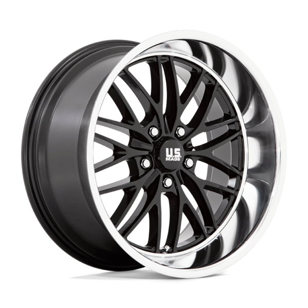 US Mag 1PC U138 SANTA CRUZ 20X8.5 6 GLOSS BLACK WITH DIAMOND CUT LIP U13820857350