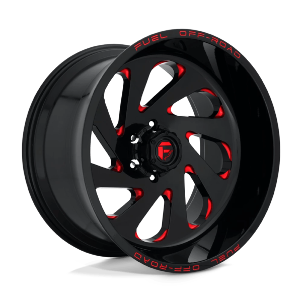 Fuel 1PC D638 VORTEX 22X12 -44 GLOSS BLACK RED TINTED CLEAR D63822208447