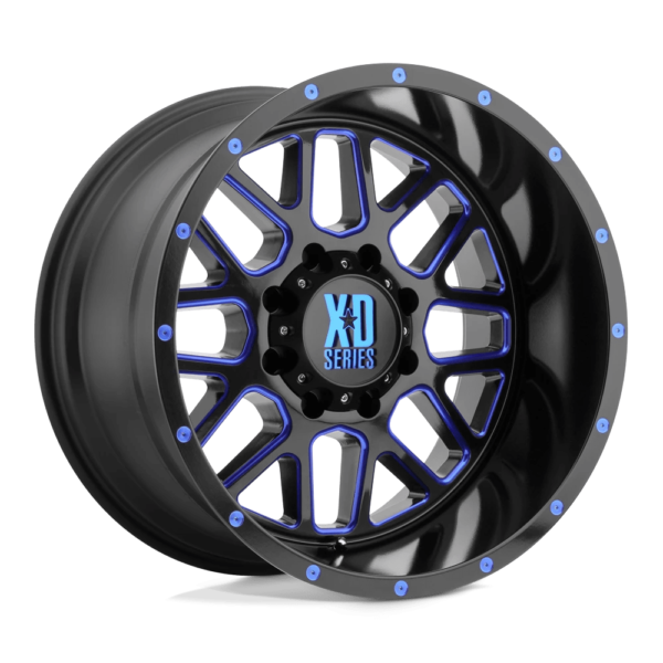 XD XD820 GRENADE 18X9 -12 SATIN  BLACK MILLED WITH BLUE CLEAR COAT XD82089050912NBC