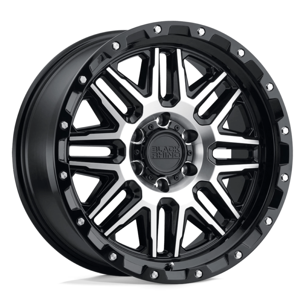 Black Rhino ALAMO 20X9 -18 GLOSS BLACK W/ MACHINED FACE & STAINLESS BOLTS 2090ALA-88180B25