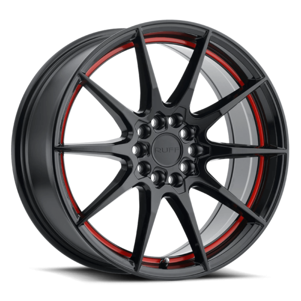 Ruff SPEEDSTER 17X7.5 38 GLOSS BLACK W/ RED STRIPE 1775SPD385D84F72