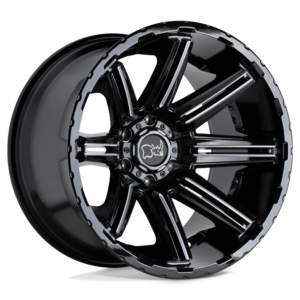 Black Rhino RAMPAGE 20X9.5 18 GLOSS BLACK W/ MIRROR CUT FACE & TRANSLUCENT CLEAR 2095RPG-86140B12