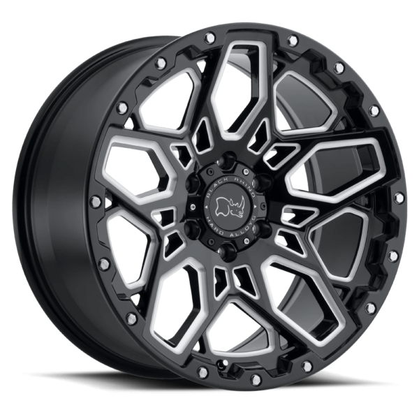 Black Rhino SHRAPNEL 18X9.5 12 GLOSS BLACK W/ MILLED SPOKES 1895SHR126140B12