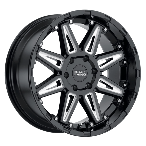 Black Rhino RUSH 17X9.5 -18 GLOSS BLACK W/ MILLED SPOKES 1795RSH-86140B12